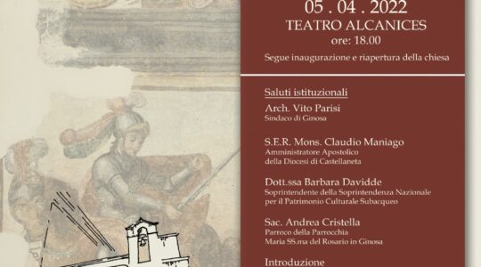 Presentazione dei lavori di restauro della Chiesa di Sant’Antonio in Ginosa – Diocesi di Castellaneta