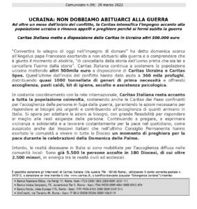 L’impegno della diocesi per fronteggiare l’“Emergenza Ucraina”: raccolta fondi straordinaria il 24 aprile 2022 - Diocesi di Cerignola