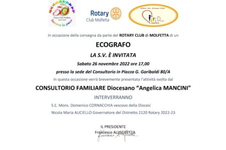 Il Rotary Club di Molfetta dona un ecografo al Consultorio diocesano – Luce e vita