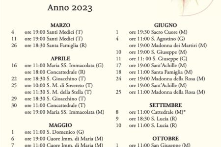 Calendario delle celebrazioni del sacramento della Confermazione per l’anno 2023 – Diocesi di Molfetta-Ruvo-Giovinazzo-Terlizzi