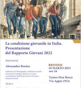 La condizione giovanile in Italia. Presentazione del Rapporto Giovani 2022 – Arcidiocesi di Brindisi – Ostuni