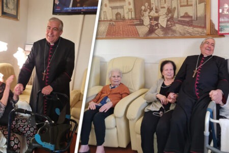 ‘Nonno’ tra i nonni. L’arcivescovo in visita nella residenza per anziani di San Cesario - il giornale della Arcidiocesi di Lecce