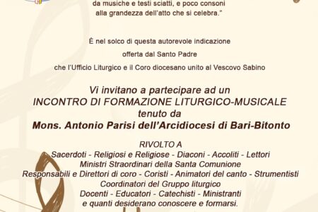 Incontro di formazione liturgico-musicale con Mons. Antonio Parisi – Diocesi di Castellaneta